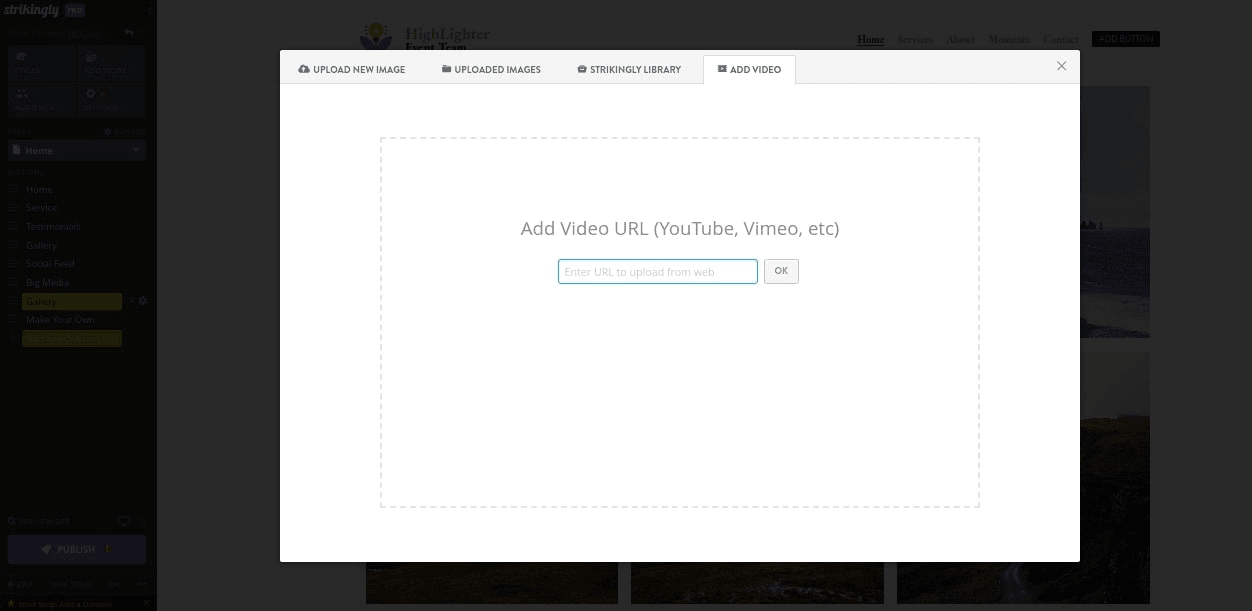 null Add YouTube videos on Strikingly templates